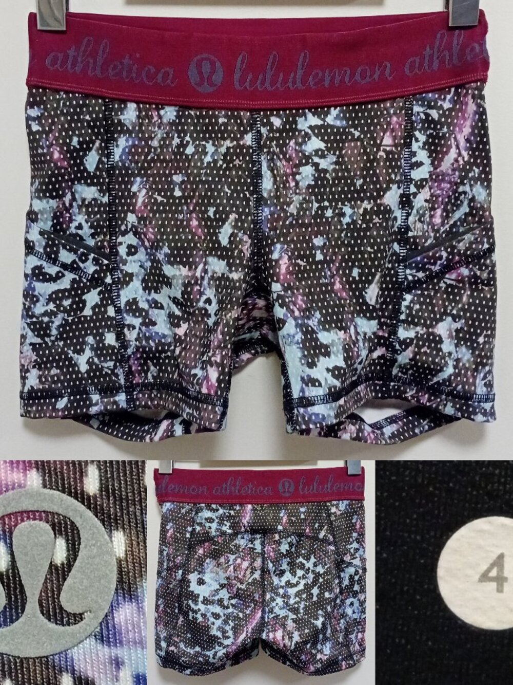 Lululemon What The Sport Short Floral Tranquil Blue Multi Dashing Purple 4 XS